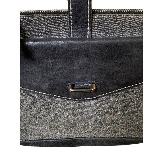 ROOTS CANADA LEATHER CROSSBODY 2 TONE GREY BAG - Picture 8 of 10